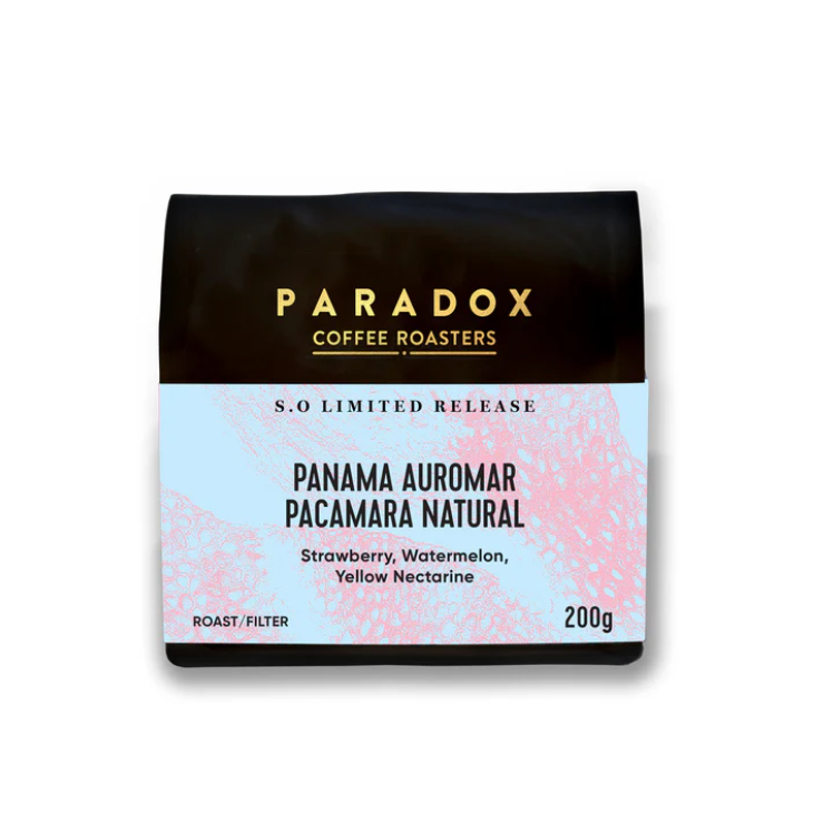 Paradox Coffee Roasters Panama Auromar Pacamara Natural coffee package on a white background