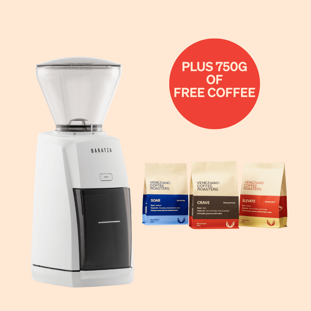 Baratza Encore conical burr coffee grinder in white