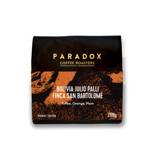 The Roast Collective. Image shows a bag of Bolivia Julio Palli on a white background.